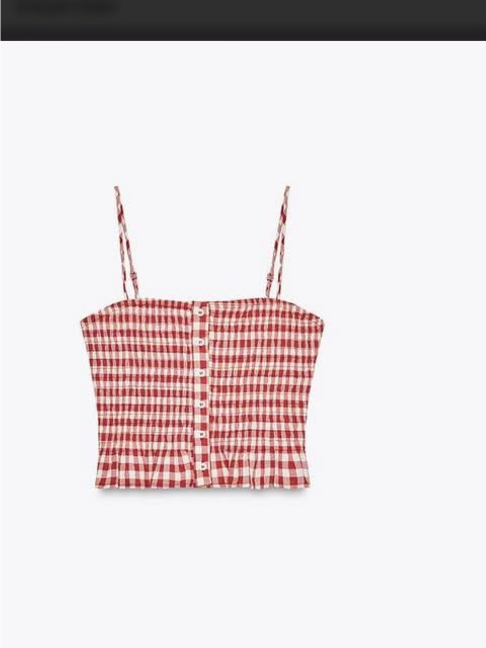 Zara Red Gingham Button-Front Crop Tank brand new